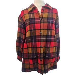 Rafaella. 90s Wool Blend Plaid Heavyweight Shirt/Jacket with Pockets | Size: S
